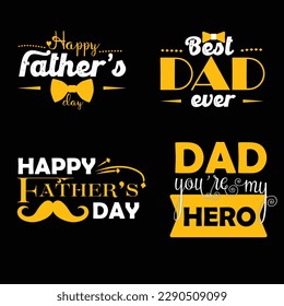 Free vector calligraphy sticker setand  father's day t shirt design