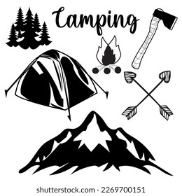 Colección de cartas de aventuras de camping vectoriales libres