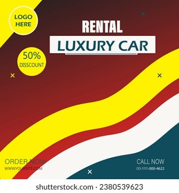 Free vector car rental Facebook Instagram social media post banner template