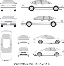Free vector car van mockup set with isolated realistic images of automobile from different angles