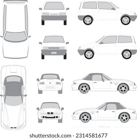 Free vector car van mockup set with isolated realistic images of automobile from different angles