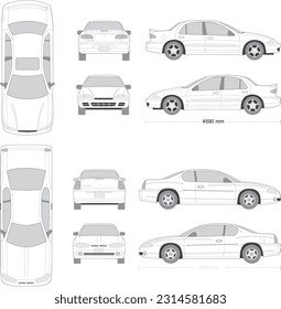 Free vector car van mockup set with isolated realistic images of automobile from different angles