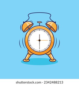 Free vector cartoon back to school ringing alarm clock. flat design isolated concept. flat cartoon style.
