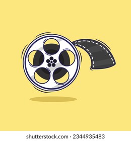 Free vector cartoon film roll illustration. flat design film roll isolated concept. flat cartoon style.