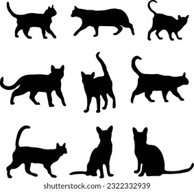 Free vector cat silhouette set vector illustration