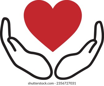 Free vector charity logo, hands supporting heart icon flat design vector illustration