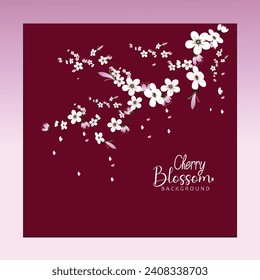 Free vector cherry blossom flowers red background.