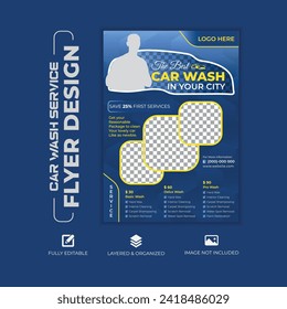 Free vector cleaning service car wash flyer template design with flyer Mockup, real estate, medical, business, corporate use, a4 size 
