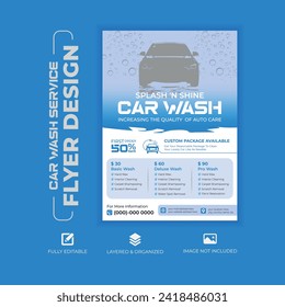 Free vector cleaning service car wash flyer template design with flyer Mockup, real estate, medical, business, corporate use, a4 size 