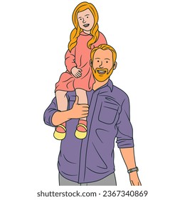 Free vector clip art of father holding his daughter