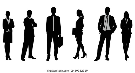 free Vector collection of businessman silhouettes in different poses