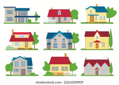 Free vector colorful different houses pack