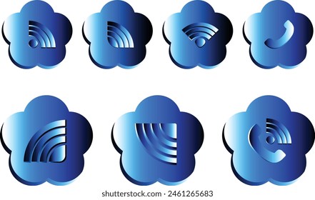 Vector gratis colorido diferente wifi y diseño plano de iconos de llamadas