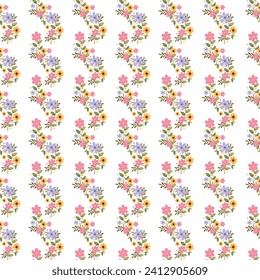 Free vector colorful flat small flowers pattern.