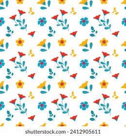 Free vector colorful flat small flowers pattern.