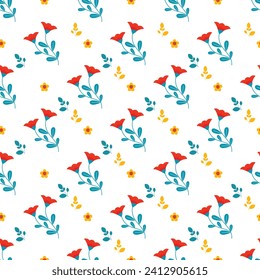 Free vector colorful flat small flowers pattern.