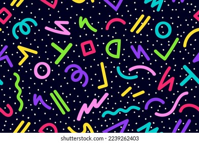 Free Vector of colorful memphis style nostalgic background or retro vintage seamless pattern wallpaper