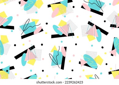 Free Vector of colorful memphis style nostalgic background or retro vintage seamless pattern wallpaper