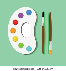 Free vector colour painting plate with a brush
