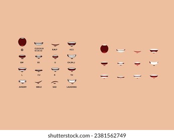 Free vector creative mouth sync flat set