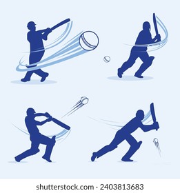 Free Vector Cricket Silhouette Set of cricket