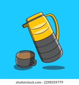 free vector a cup of tea and teapot cartoon illustration