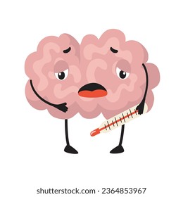 Free vector cute brainy character expression flat icon set. cartoon brain with emotions isolated ve1
