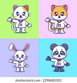 Free vector cute chef animal cartoon vector icon illustration. animal icon concept isolated