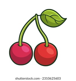 Vector libre lindo estilo de la fruta de cerezo mano dibujado 