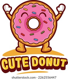 Free vector cute donut strawberry cartoon vector icon illustration. food object icon concept isolated