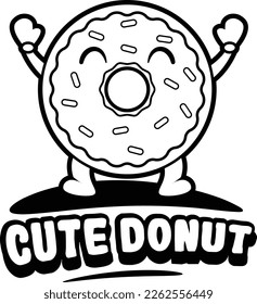 Free vector cute donut strawberry cartoon vector icon illustration. food object icon concept isolated