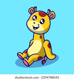 Free vector cute enjoys giraffe cartoon icon illustration. animal icon concept isolated. flat cartoon style