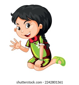 Free vector a cute girl character illustration.