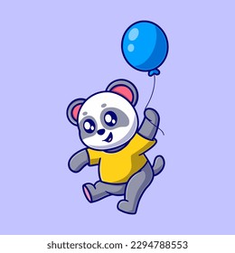 Free vector cute happy panda cartoon icon illustration. animal icon concept isolated. flat cartoon style