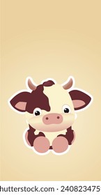 free vector cute kawaii cow wallpaper hand drawn