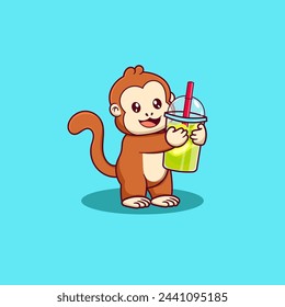 Free vector cute monkey holding juice