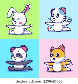 Free vector cute yoga animal cartoon vector icon illustration. animal icon concept isolated