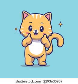 Free vector cutecat with ok sign hand cartoon vector icon illustration animal nature icon isolated