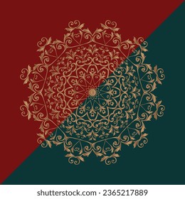 Kostenlose Vektordesign dekoriert goldene Mandala auf Muster, Vintage, Ornament, Islam, Arabeske, Henna, 
