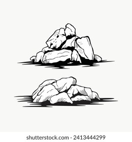 Free vector design groups of rocks and stones boulders