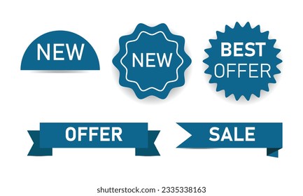 Free vector different sale green ribbons flat icon set. price badges, special offer labels and discount stickers isolated