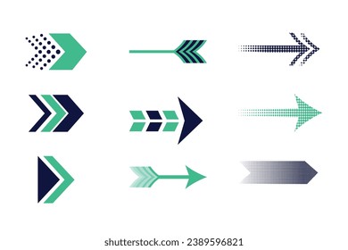Free vector directional green arrow sign or icon design with modern background
