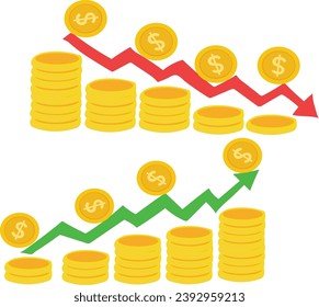 Free Vector Dollar Usd America Exchange Rate Weakening And Strengthening With Red Green Graphic Arrows 