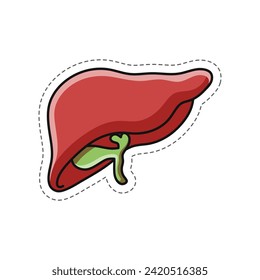 Free vector, doodle illustration of the human heart sticker