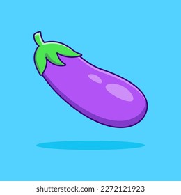 Free vector eggplant vegetable cartoon vector icon illustration vegetable icon concept isolated 