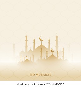 Free vector eid mubarak background with mosque design 