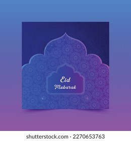 Free vector eid mubarak celebration background with candles and mosque