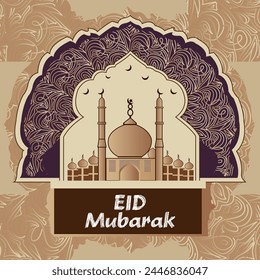 Free vector eid mubarak cultural islamic festival mosque background design.