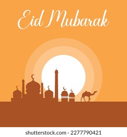 Free vector eid mubarak festival crescent moon glossy background design vector