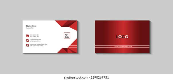 Free vector elegant business card, red and white business card